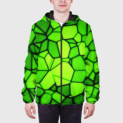 Куртка с капюшоном мужская Зеленая мозаика, цвет: 3D-черный — фото 2