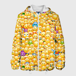Куртка с капюшоном мужская Смайлики Emoji, цвет: 3D-белый