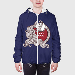 Куртка с капюшоном мужская Водолей Знак Зодиака, цвет: 3D-белый — фото 2