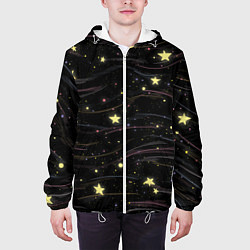 Куртка с капюшоном мужская Звезды, цвет: 3D-белый — фото 2