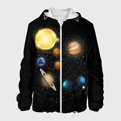 Куртка с капюшоном мужская Солнечная Система, цвет: 3D-белый
