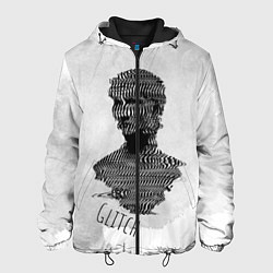 Куртка с капюшоном мужская Бюст статуи Glitch face, цвет: 3D-черный