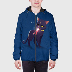 Куртка с капюшоном мужская КИСА С ТЕЛЕФОНОМ, цвет: 3D-черный — фото 2