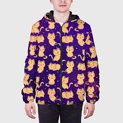 Куртка с капюшоном мужская Космические Котики - Единорожики, цвет: 3D-черный — фото 2