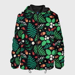 Куртка с капюшоном мужская Forest leaves, цвет: 3D-черный