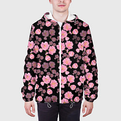 Куртка с капюшоном мужская Цветок сакуры, цвет: 3D-белый — фото 2