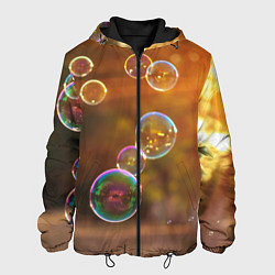 Куртка с капюшоном мужская Мыльные пузыри, цвет: 3D-черный