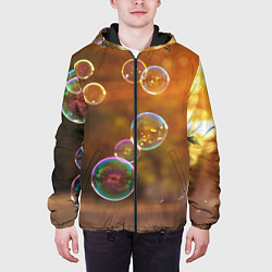 Куртка с капюшоном мужская Мыльные пузыри, цвет: 3D-черный — фото 2