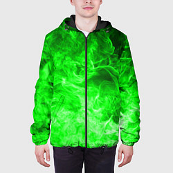 Куртка с капюшоном мужская ОГОНЬ GREEN NEON, цвет: 3D-черный — фото 2