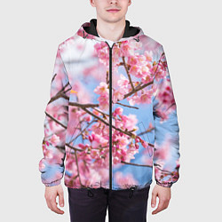 Куртка с капюшоном мужская Ветки Сакуры, цвет: 3D-черный — фото 2