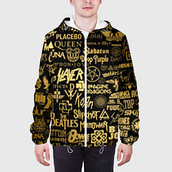 Куртка с капюшоном мужская ЛОГОТИПЫ РОК ГРУПП GOLD, цвет: 3D-белый — фото 2