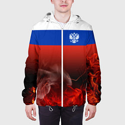 Куртка с капюшоном мужская Россия огонь, цвет: 3D-белый — фото 2