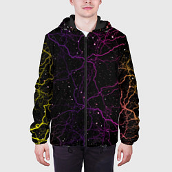 Куртка с капюшоном мужская Молнии, цвет: 3D-черный — фото 2