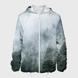 Куртка с капюшоном мужская Туманный лес, цвет: 3D-белый
