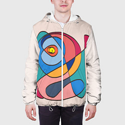 Куртка с капюшоном мужская Абстракция полет фантазии, цвет: 3D-белый — фото 2