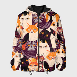 Куртка с капюшоном мужская КОТИКИ, цвет: 3D-черный