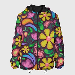 Мужская куртка Летние цветы узор на темном