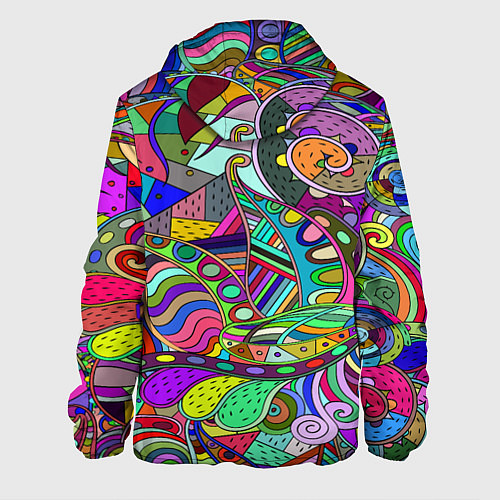 Мужская куртка Дудлы узор разноцветный хиппи / 3D-Черный – фото 2