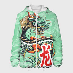 Куртка с капюшоном мужская Изумрудный дракон, цвет: 3D-белый
