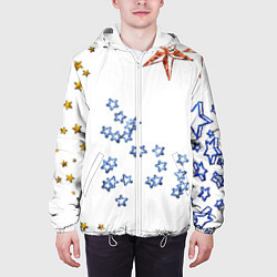 Куртка с капюшоном мужская Звёзды, цвет: 3D-белый — фото 2