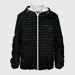 Куртка с капюшоном мужская Текстура геометрия ромбы черны, цвет: 3D-белый