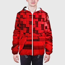 Куртка с капюшоном мужская 3D кубики, цвет: 3D-белый — фото 2