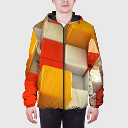 Куртка с капюшоном мужская КУБЫ 3D, цвет: 3D-черный — фото 2