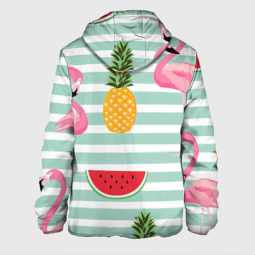 Мужская куртка Фламинго и фрукты / 3D-Черный – фото 2