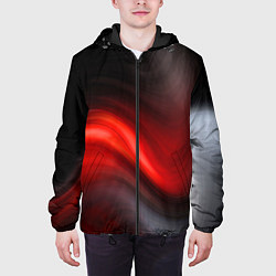 Куртка с капюшоном мужская BLACK RED WAVES АБСТРАКЦИЯ, цвет: 3D-черный — фото 2