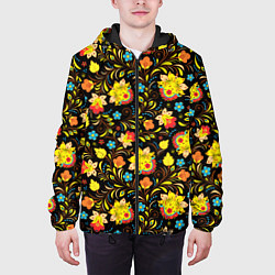 Куртка с капюшоном мужская Яркая Хохлома, цвет: 3D-черный — фото 2