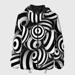 Куртка с капюшоном мужская Полосатые 3D круги, цвет: 3D-черный