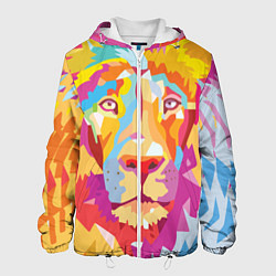 Куртка с капюшоном мужская Акварельный лев, цвет: 3D-белый