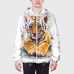 Куртка с капюшоном мужская Tiger Art, цвет: 3D-белый — фото 2