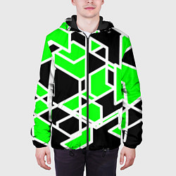 Куртка с капюшоном мужская Зелёное трубы, цвет: 3D-черный — фото 2