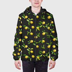 Куртка с капюшоном мужская Лимончики на черном, цвет: 3D-черный — фото 2