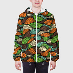 Куртка с капюшоном мужская Абстрактные волны, цвет: 3D-белый — фото 2