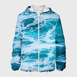 Куртка с капюшоном мужская Вода волны пена море, цвет: 3D-белый