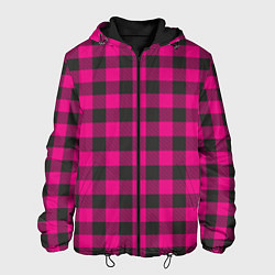 Куртка с капюшоном мужская Розовая клетка, цвет: 3D-черный