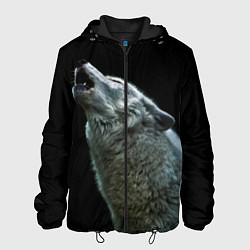 Куртка с капюшоном мужская Воющий волк, цвет: 3D-черный