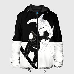 Куртка с капюшоном мужская Сноубордисты, цвет: 3D-черный