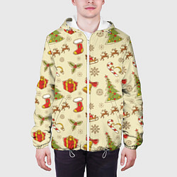 Куртка с капюшоном мужская Рождество, цвет: 3D-белый — фото 2