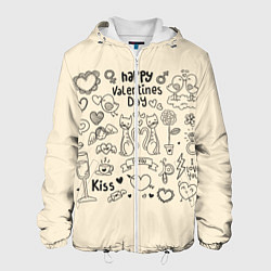 Куртка с капюшоном мужская Happy Valentines day, цвет: 3D-белый