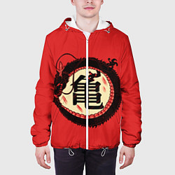 Куртка с капюшоном мужская Иероглифы Китайский Дракон, цвет: 3D-белый — фото 2