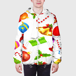 Куртка с капюшоном мужская Новый год!, цвет: 3D-белый — фото 2