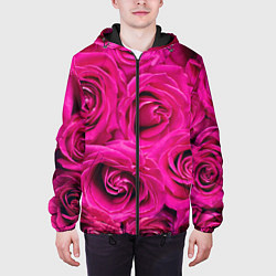 Куртка с капюшоном мужская Розы, цвет: 3D-черный — фото 2
