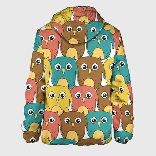 Мужская куртка Разноцветные совы / 3D-Черный – фото 2