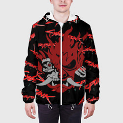 Куртка с капюшоном мужская Cyberpunk2077 red samurai, цвет: 3D-белый — фото 2