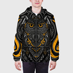 Куртка с капюшоном мужская Рисунок сова, цвет: 3D-черный — фото 2