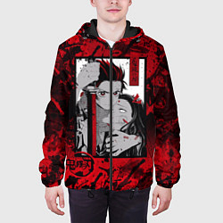 Куртка с капюшоном мужская Клинок рассекающий демонов, цвет: 3D-черный — фото 2