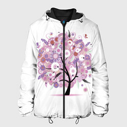 Куртка с капюшоном мужская Цветочное Дерево, цвет: 3D-черный